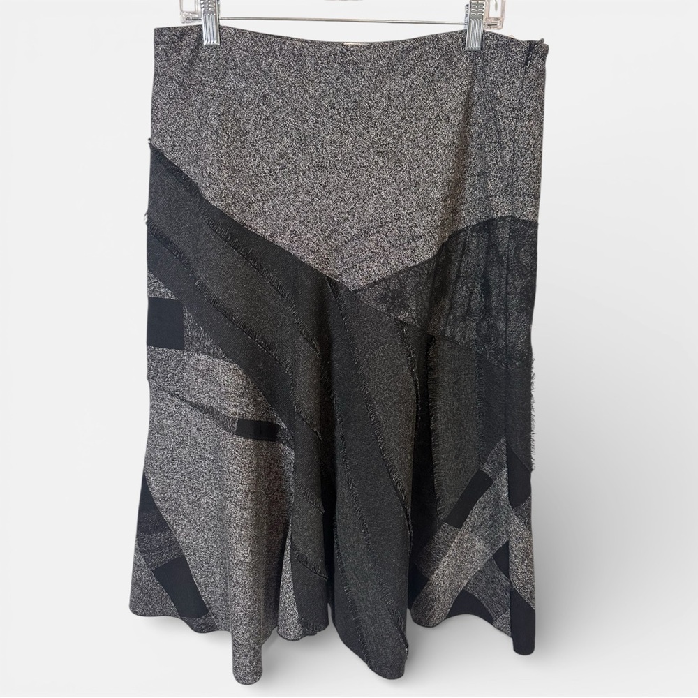 Coldwater Creek Petite Large A Line Midi Skirt Size PL Gray Black Lagenlook